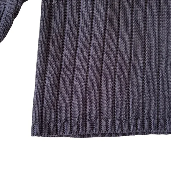 Lands End Navy Linen Cotton Rib Knit Sweater | M NWT - Picture 5 of 9